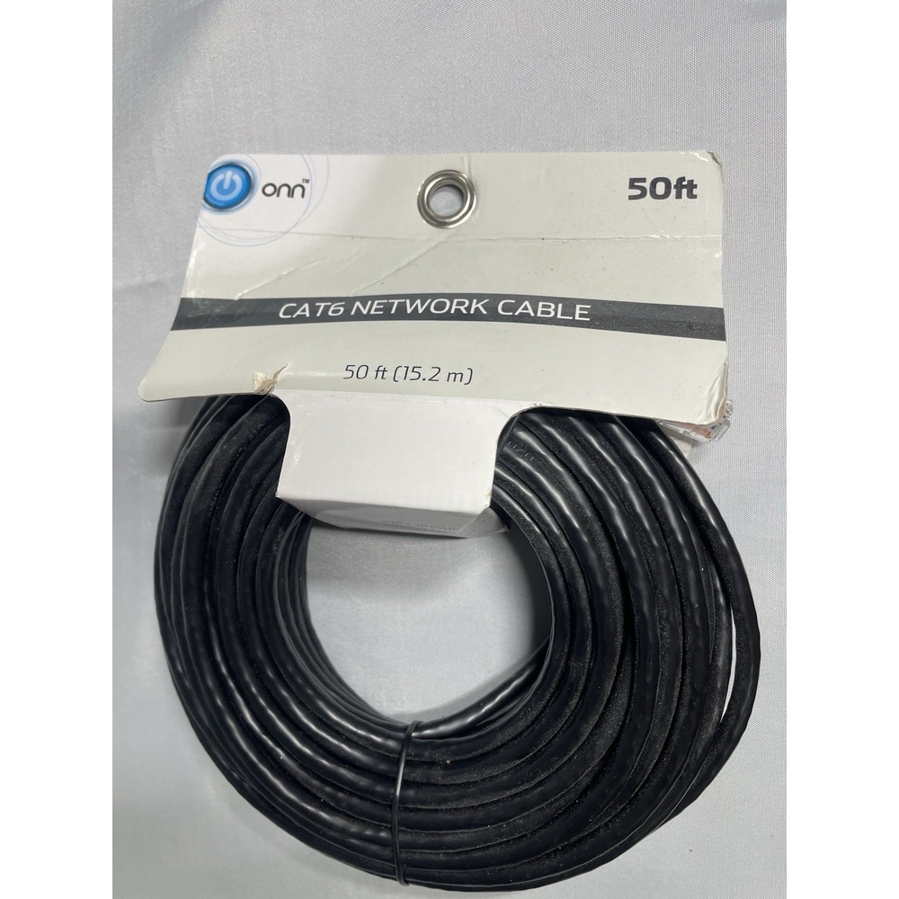 *ONN 50ft CAT6 ETHERNET NETWORK CABLE* NEW- Black